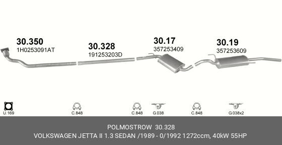 Труба системы выпуска ОГ 30.328 POLMOSTROW