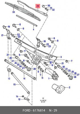 Рычаг стеклоочистителя, система очистки окон 6176814 FORD