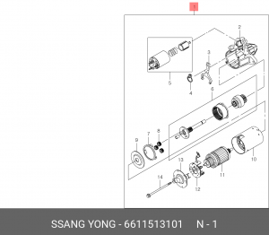 Стартер 6611513101 SSANG YONG