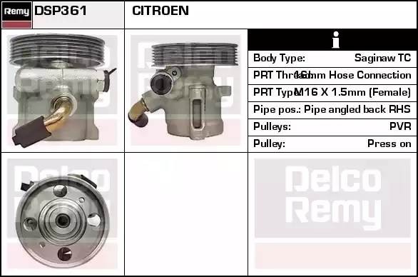 Гидравлический насос, рулевое управление DSP361 DELCO REMY