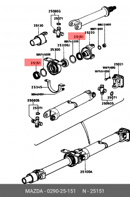 Уплотняющее кольцо, коленчатый вал 0290-25-151 MAZDA
