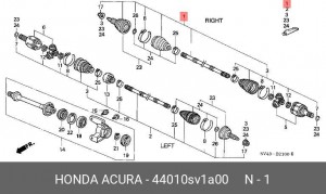 Шарнирный комплект, приводной вал 44010SV1A00 HONDA