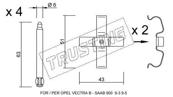 Комплектующие, колодки дискового тормоза KIT080 TRUSTING