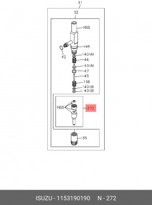 Ремкомплект, распылитель 1-15319-019-0 ISUZU
