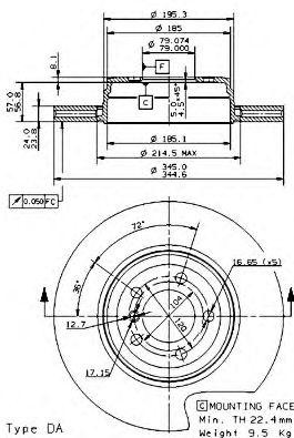 Тормозной диск 09.9352.10 BREMBO