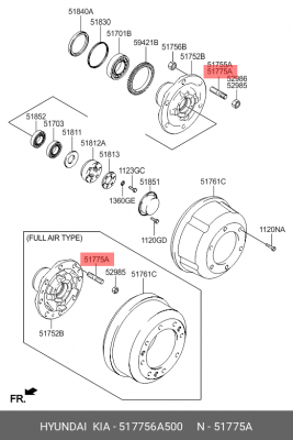 Шпилька ступицы колеса 517756A500 HYUNDAI KIA