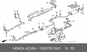 Глушитель выхлопных газов конечный 18307SE1G41 HONDA