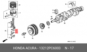 Шатунный подшипник 13212PC6003 HONDA