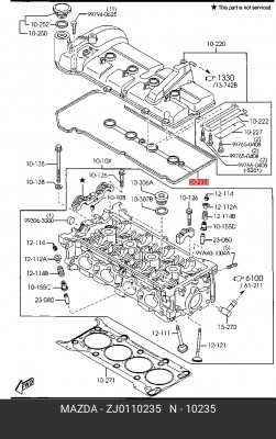 Прокладка, крышка головки цилиндра ZJ0110235 MAZDA