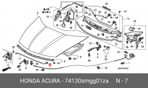 Трос замка открывания капота 74130SMGG01ZA HONDA