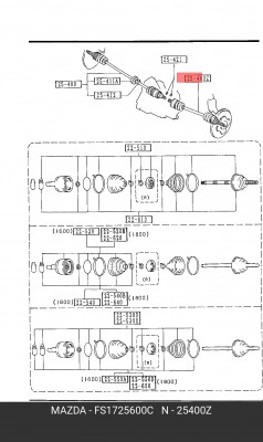 Вал привода колеса в сборе с ШРУСами FS1725600C MAZDA