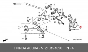 несущий / направляющий шарнир 51210S9A020 HONDA