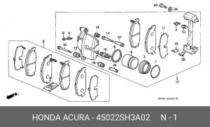 Комплект тормозных колодок, диско 45022SH3A02 HONDA