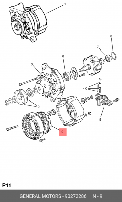 Ремкомплект, генератор 90272286 GENERAL MOTORS