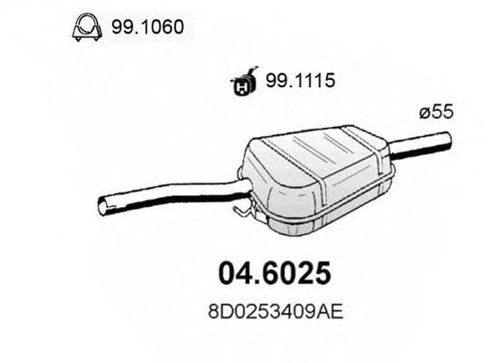 Средний глушитель выхлопных газов 046025 ASSO