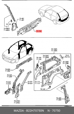 Панель кузова задняя B22H70750N MAZDA
