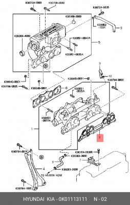 Прокладка впускного коллектора 0K01113111 HYUNDAI KIA
