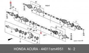 Шарнирный комплект, приводной вал 44011SM4951 HONDA