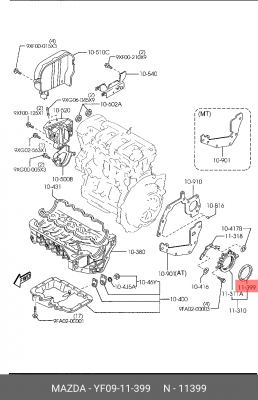 Уплотняющее кольцо, коленчатый вал YF0911399 MAZDA