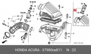 Датчик массового расхода воздуха - ДМРВ 37980RADL11 HONDA