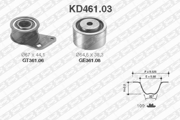 Комплект ремня ГРМ KD461.03 NTN SNR