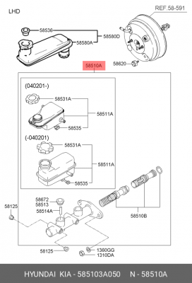 Главный тормозной цилиндр 585103A050 HYUNDAI KIA