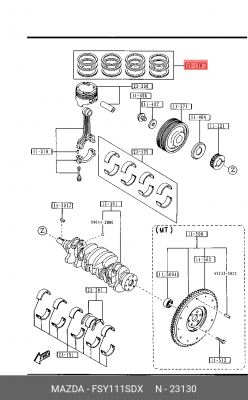 Кольца поршневые FSY1-11-SDX MAZDA