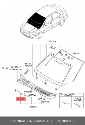 Трубка системы стеклоомывателя 986501G100 HYUNDAI KIA