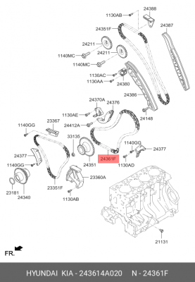 Цепь привода распредвала 243614A020 HYUNDAI KIA