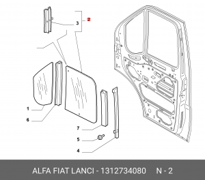 Стекло двери 1312734080 ALFA FIAT LANCIA