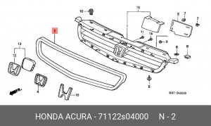 Молдинг решетки радиатора 71122S04000 HONDA