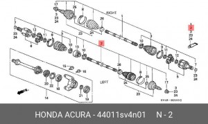 Шарнирный комплект, приводной вал 44011SV4N01 HONDA