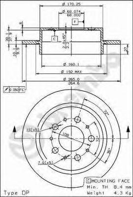 Тормозной диск 08.7768.10 BREMBO