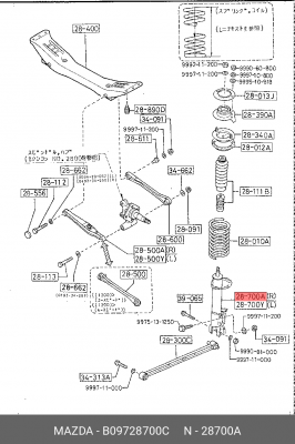 Амортизатор B09728700C MAZDA