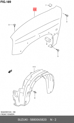 Крыло переднее 58800-65820 SUZUKI