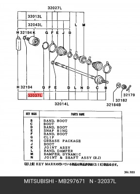 Вал привода колеса (ремкомплект) MB297671 MITSUBISHI