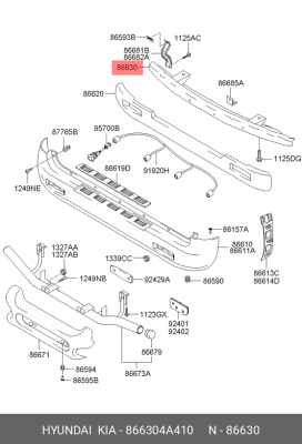 Усилитель бампера 866304A410 HYUNDAI KIA
