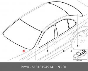 Стекло ветровое 51 31 8 194 974 BMW