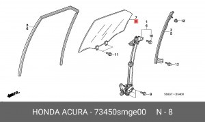 Стекло двери 73450SMGE00 HONDA