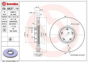 Тормозной диск 09.8837.14 BREMBO