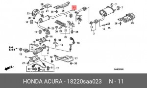 Средний глушитель выхлопных газов 18220SAA023 HONDA