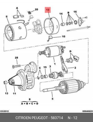Подшипник коллектора, стартер 5837.14 CITROEN PEUGEOT
