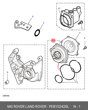 Водяной насос PEB102420L MG ROVER LAND ROVER