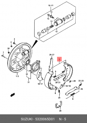 Комплект тормозных колодок 53200-65D01 SUZUKI