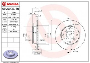 Тормозной диск 09.6905.10 BREMBO