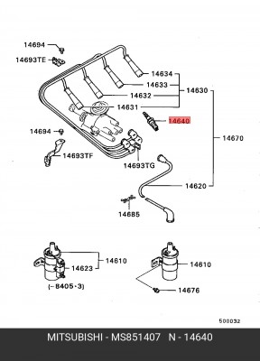 Свеча зажигания MS851407 MITSUBISHI