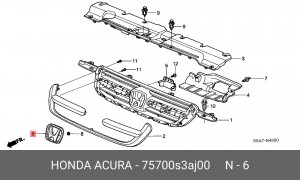 Эмблема 75700S3AJ00 HONDA