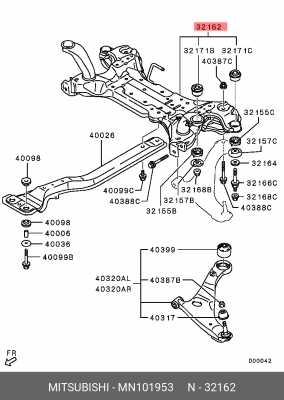 Подрамник передней подвески MN101953 MITSUBISHI