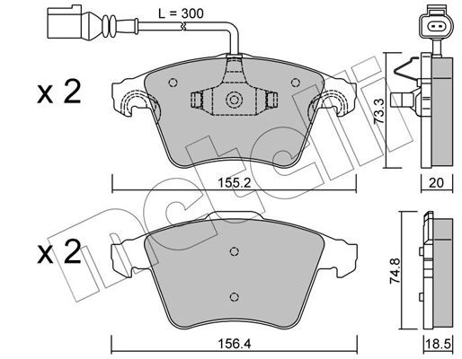 Комплект тормозных колодок, диско 22-0552-2 METELLI