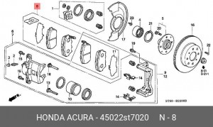 Комплект тормозных колодок, диско 45022ST7020 HONDA